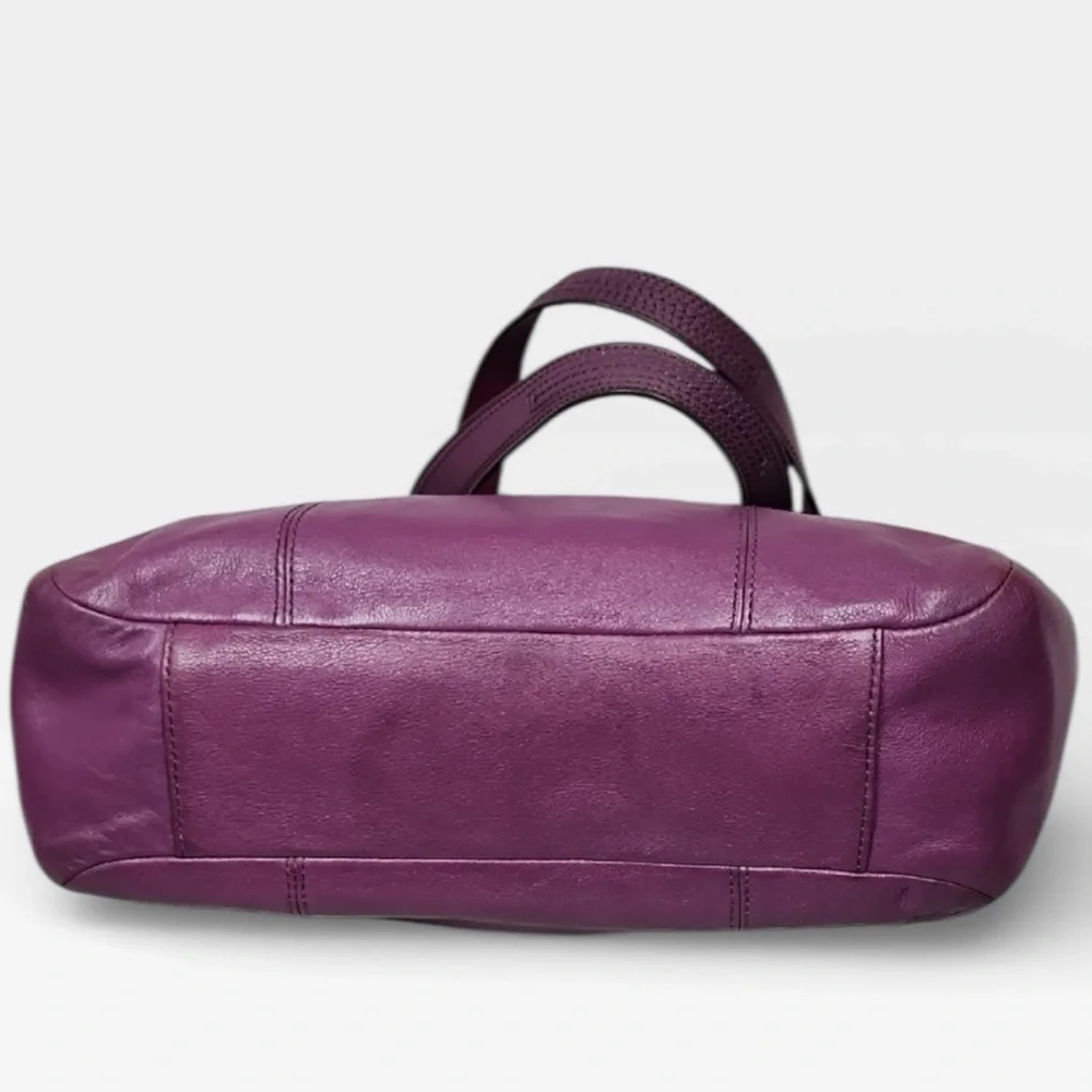 Vintage Coach Eggplant Purple Soft Leather Tote Bag with Original Tag - Picture 8 of 12